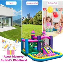 Load image into Gallery viewer, Super Cute & Adorable Inflatable Unicorn Themed Bouncy Castle / House 6-in-1 Playing Area | With 735W Blower | Slide | Carry Bag |