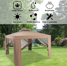 Load image into Gallery viewer, Super Duty Classy 10x10 Ft Patio Canopy Tent Gazebo With Netting | Double Tiered Roofing | Ventilation | Reinforced Steel Weather Resistant