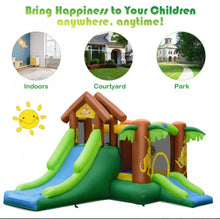 Load image into Gallery viewer, Super Fun Jungle Theme Bouncy Castle House With 750W Blower | Heavy Duty | Waterproof | Indoor | Outdoor | Tear Resistant | Trampoline | Climbing Wall | Long Slide
