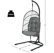 Load image into Gallery viewer, 2025 Super Cool Patio Hanging Wicker Egg Chair | Holds 300lbs | With Stand & Cushion | Indoor Or Outdoor | Thick and Soft Comfy Cushions | Heavy Duty