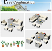 Load image into Gallery viewer, Elegant 8 Piece Patio Furniture Rattan Set With Storage Waterproof Cover & Cushions