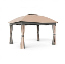 Load image into Gallery viewer, Beautiful Heavy Duty 12x10 Ft Outdoor Patio Canopy Double Vented Steel Gazebo | Double Rooftop | 120sf | Steel Frame