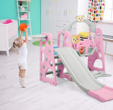 Load image into Gallery viewer, Adorable Cute Toddler Teddy Bear Playground Set With Slide | Swing | Wall Climbing | Ladder | Basketball Net | Indoor | Outdoor
