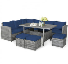 Load image into Gallery viewer, Very Relaxing Heavy Duty 7-Piece Cushiony Outdoor Furniture Wicker Sectional Sofa Patio Set With Dining Table