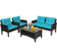 Load image into Gallery viewer, Elegant 4-Piece Patio Conversation Set Outdoor Rattan Wicker Furniture With Comfy Cushions | Easy Assembly | Heavy Duty