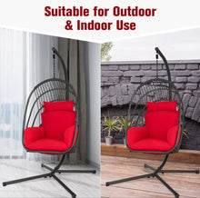 Load image into Gallery viewer, 2025 Hanging Super Duty Foldable Egg Swing Patio Chair With Stand & Cushion Pillow | Swing Hammock | Holds 265lbs | Indoor / Outdoors