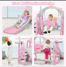Load image into Gallery viewer, Adorable Cute Toddler Teddy Bear Playground Set With Slide | Swing | Wall Climbing | Ladder | Basketball Net | Indoor | Outdoor