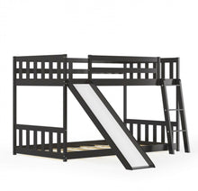 Load image into Gallery viewer, Very Elegant Heavy Duty Natural Pine Wood Twin Over Twin Bunk Bed Wooden Low Bed With Side Ladder For Children | Cool Slide
