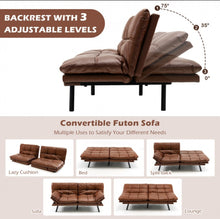Load image into Gallery viewer, Very Elegant Modern Heavy Duty Convertible Memory Foam Futon Sofa Bed Couch With Adjustable Armrest