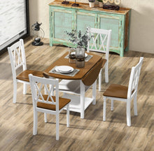 Load image into Gallery viewer, Classy, Elegant Heavy Duty 5-Piece Smooth Round Kitchen Dining Set With Drop Leaf Table Top | 2-Tier Bottom Shelf