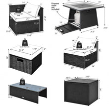 Load image into Gallery viewer, Elegant & Classy 9 Piece Outdoor Wicker Sectional With 35 Inch Gas Fire Pit Table Heavy Duty | In 6 Colours | Cover | Patio furniture