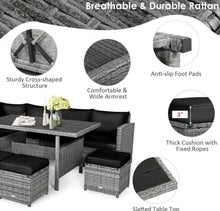 Load image into Gallery viewer, Very Relaxing Heavy Duty 7-Piece Cushiony Outdoor Furniture Wicker Sectional Sofa Patio Set With Dining Table