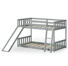 Load image into Gallery viewer, Very Elegant Heavy Duty Natural Pine Wood Twin Over Twin Bunk Bed Wooden Low Bed With Side Ladder For Children | Cool Slide