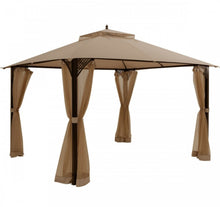 Load image into Gallery viewer, Elegant Heavy Duty Sturdy Design 12x10 FT Outdoor Double Top Patio Gazebo With Netting | Double Vented Roof | Sun-Proof & Waterproof Design