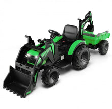 Load image into Gallery viewer, 2025 Heavy Duty 12V Excavator 3-in-1 Ride On Toy 1 Seater With Shovel, Bucket, Trailer, Rubber Tires, Cup Holder, LED Lights, Digging Bucket, Remote