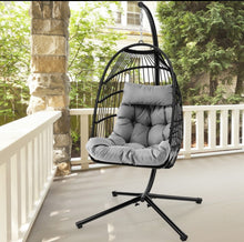 Load image into Gallery viewer, 2025 Heavy Duty Patio Hanging Egg Chair With Stand | Soft Cushion | Headrest Pillow | Waterproof Cover | Folding Basket | Water Resistant | Holds 330lbs