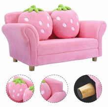 Load image into Gallery viewer, Very Adorable & Cute Comfortable Heavy Duty Pink Strawberry Armrest Chair Sofa Couch | 2 Strawberry Pillows | For 1-2 Kids |