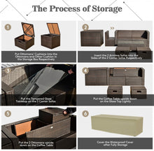 Load image into Gallery viewer, Elegant & Classy 9 Piece Set Outdoor Patio Furniture Set With 42 Inch Propane Fire Pit Table | Heavy Duty | Cover | Storage | In 6 Colours