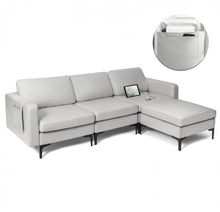 Load image into Gallery viewer, Elegant Modern Heavy Duty Comfortable L-Shaped Sectional Sofa Couch With Reversible Chaise | 2 USB-Ports | Thick Seat Cushions | Ottoman
