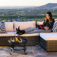 Load image into Gallery viewer, Elite’s New Elegant Upgraded 22" Round Fire Pit W Cover | Outdoor Steel Wood Burning Fire Pit | For BBQing | Grill W Round Mesh | Spark Screen Cover