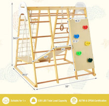 Load image into Gallery viewer, Super Cool Wooden 8-in-1 Kids Jungle Gym Playground | Monkey Bars | Climbing | Ladder | Swing | Rings | Slide | Holds 530lbs | Playground
