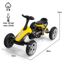 Load image into Gallery viewer, Super Cool Kids Go Kart, 4-Wheel Pedal Powered Ride On Racer Car for Kids, Boys, Girls, Yellow | Rubber Wheels | Aged 3-8