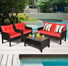 Load image into Gallery viewer, Elegant 4-Piece Patio Conversation Set Outdoor Rattan Wicker Furniture With Comfy Cushions | Easy Assembly | Heavy Duty