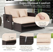 Load image into Gallery viewer, Elegant 4-Level Patio Rattan Daybed | Adjustable Backrest | Rectangle Side Tray | Outdoor Sectional | Double Sofa With Side Table | Space Saving