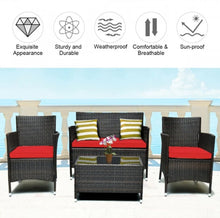 Load image into Gallery viewer, Very Elegant & Relaxing 4 Piece Outdoor Rattan / Wicker Sofa Patio Set With Heavy Duty Glass Coffee Table