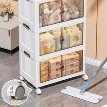 Load image into Gallery viewer, Elegant Upgraded 5 Tier Stackable Storage Shelf XL Collapsible Closet Organizer Transparent Storage Boxes |  Wheels | Home, Kitchen, Bedroom, Closet Etc