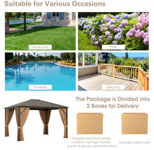 Load image into Gallery viewer, Super Duty Elegant Patio Outdoor Hardtop Gazebo Canopy With Galvanized Steel Top & Netting 12x10ft | 8.5ft High | All Season | Brown