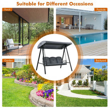 Load image into Gallery viewer, Elegant Outdoor Patio 3-Seater Porch Swing With Adjustable Cushions & Canopy | Spacious Sitting Space | Holds 710lbs | Sun Shade