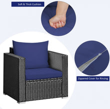 Load image into Gallery viewer, Heavy Duty Steel Frame Modern Beautiful 3-Piece Patio Furniture Wicker Rattan Conversation, Relaxing Set With Thick Comfy Cushions, 5 Colours