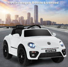 Load image into Gallery viewer, New 2025 | 12V Licensed Volkswagen Beetle Kids Ride On Car 1 Seater Upgraded | Open Doors | Lights | Ages 1-8 | Remote
