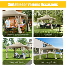 Load image into Gallery viewer, Heavy Duty Beautiful Outdoor 2-Tier 10x10 FT Screw-Free Structure Patio Shelter Gazebo Canopy | For Gatherings, BBQ, Pool, Etc | Waterproof | Easy Assembly