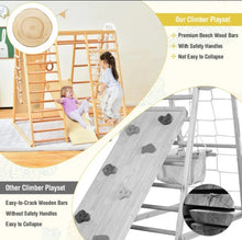 Load image into Gallery viewer, Super Cool Wooden 8-in-1 Kids Jungle Gym Playground | Monkey Bars | Climbing | Ladder | Swing | Rings | Slide | Holds 530lbs | Playground