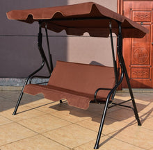 Load image into Gallery viewer, Super Relaxing 3 Person Outdoor Patio Canopy Swing With Cushioned Steel Frame | Porch Swing | Adjustable Canopy | High Weight Capacity