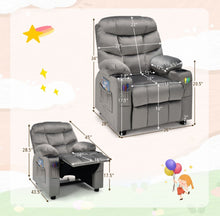 Load image into Gallery viewer, Very Cute & Adorable Kids, Children’s Recliner Sofa Chair Couch With Cup Holder | Footrest Velvet Or PU Leather | Padded Backrest | Wide Armrest | Retractable Footrest | Pockets