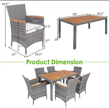 Load image into Gallery viewer, Elegant Modern Heavy Duty Comfortable 7-Piece Patio Acacia Wood Thick Comfy Cushioned Rattan Dining Set | Space Saving | Weather Resistant