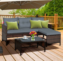 Load image into Gallery viewer, Super Duty Comfortable 3 Piece Outdoor Patio Corner Rattan Sofa Couch Set | Easy To Clean | Water Resistant