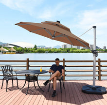 Load image into Gallery viewer, Heavy Duty Aluminum Solar Power LED Light Patio Cantilever Umbrella 10Ft Without Weight Base