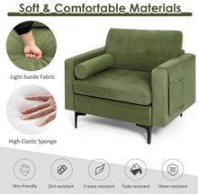 Load image into Gallery viewer, Elegant Modern Accent Chair Couch With Bolster And Side Storage Pocket | Thick Cushions | Heavy Duty Holds 660lbs | Suede Or Leather Or Lint Fabric