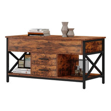 Load image into Gallery viewer, Luxurious Lift Top Coffee Table with 2 Drawers, Open Side Shelf, Hidden Compartment for Home, Living Room | Upgraded -Brown