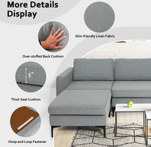 Load image into Gallery viewer, Elegant Modern Heavy Duty Comfortable L-Shaped Sectional Sofa Couch With Reversible Chaise | 2 USB-Ports | Thick Seat Cushions | Ottoman