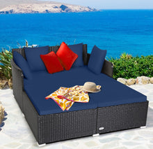 Load image into Gallery viewer, Very Relaxing XXL Spacious Outdoor Rattan Patio Day Bed | Upholstered Extremely Comfortable Cushions, Pillows | Sectional Furniture Set