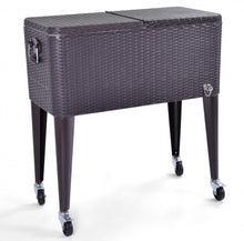 Load image into Gallery viewer, Heavy Duty Patio Super Cool Rattan Rolling Party Cooler Cart | Bottle Opener With Catcher | Handle | Rolling Wheels |