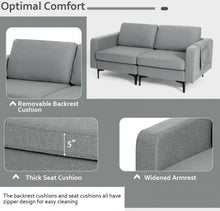 Load image into Gallery viewer, Heavy Duty Comfortable Modern Love Seat Sofa Couch With Side Storage Pocket | Thick Cushions | Wide Armrests