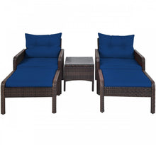 Load image into Gallery viewer, Elegant Outdoor Patio 5-Piece Furniture Rattan Sofa Ottoman Set With Cushions | Comes With 2 Ottomans,1 Coffee Table,2 Armchairs 1 Side Table, Cushions