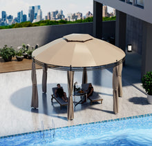 Load image into Gallery viewer, Heavy Duty Elegant 11.5 FT Outdoor Patio Round Dome Gazebo Canopy Shelter With Double Roof | Steel | Premium Polyester | Water Resistant