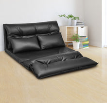 Load image into Gallery viewer, Heavy Duty Modern Foldable PU Leather Leisure Floor Comfortable Sofa Bed With 2 Thick Comfy Pillows | 3-in-1 Design | 5 Adjustable Positions